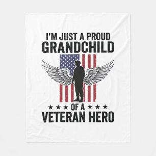 Proud Grandchild of a Veteran Hero Patriotic Desig Fleece Blanket