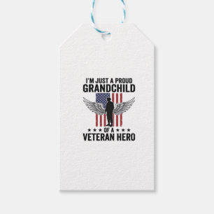 Proud Grandchild of a Veteran Hero Patriotic Desig Gift Tags