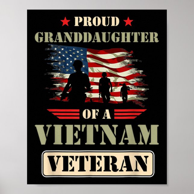 Proud Granddaughter Of A Vietnam Veteran Memorial Poster (Front)