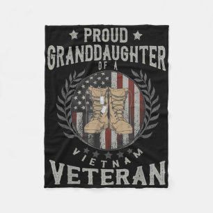 Proud Granddaughter Of A Vietnam Veteran Vietnam Fleece Blanket