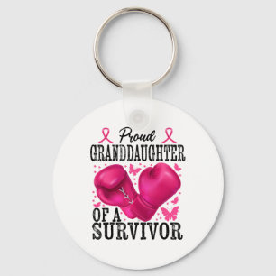 Proud Granddaughter Survivor Breast Cancer Boxing  Keychain