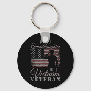 Proud Granddaughter Us Flag 4th Of July Vietnam Ve Keychain