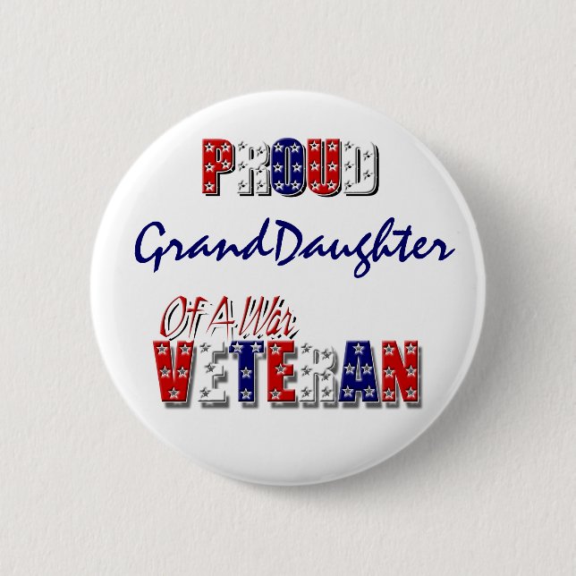 Proud granddaughter war veteran 2 inch round button (Front)