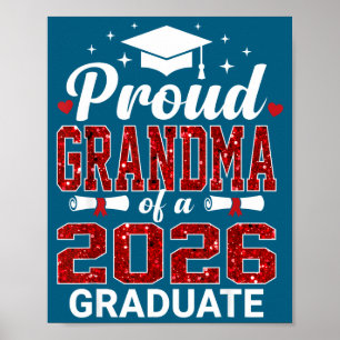 Proud Grandma 2026 Graduate Class Illustration Poster