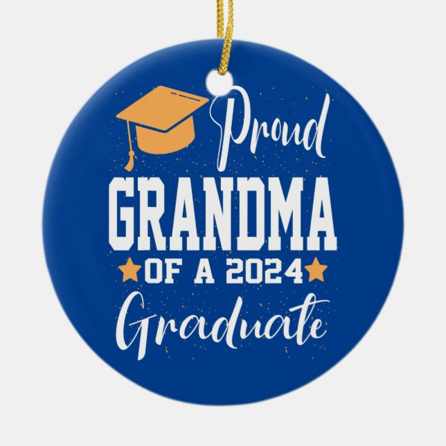 Proud Grandma A Class Of 2024 Graduate Dinosaur Ceramic Ornament (Front)