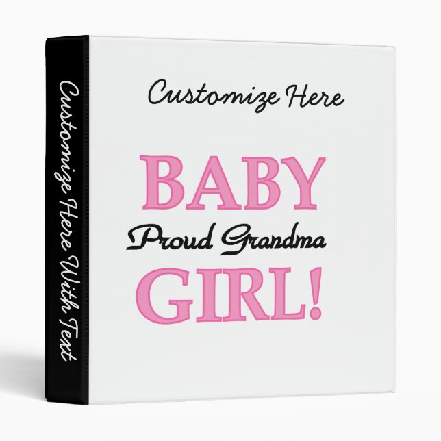 Proud Grandma Baby Girl Gifts Binder (Front/Spine)