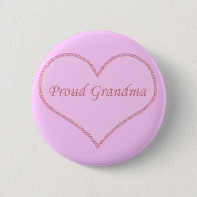 Proud Grandma Button, Pink 2 Inch Round Button (Front)