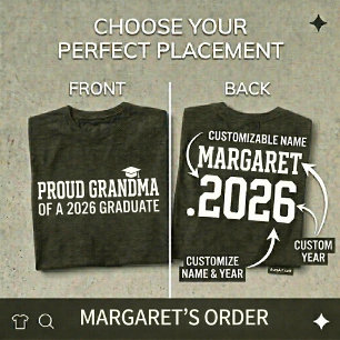 PROUD GRANDMA Class of 2026 Personalized Graduatio T-Shirt