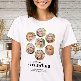 Proud GRANDMA Custom 7 Photo Collage Graduation Maternity T-Shirt