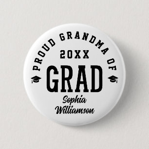 Proud Grandma Grad Varsity Typography Graduation 2 Inch Round Button