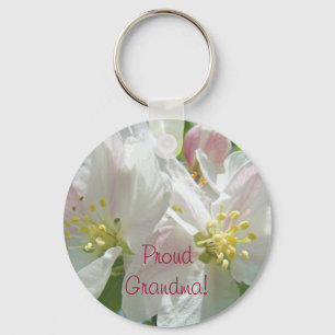 Proud Grandma! keychain gifts Apple Tree Blossoms