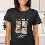 Proud GRANDMA Modern Custom 4 Photo Graduation T-Shirt<br><div class="desc">Congratulations on your grandchild's graduation! As a proud grandma, you deserve to show off your love and support with a personalized t-shirt. This retro-modern design features a photo collage showcasing four of your favourite memories with your graduate. Whether it's from high school, college, or university, this shirt is perfect for...</div>