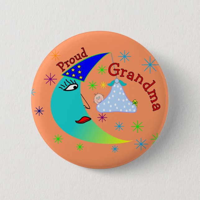 Proud Grandma New Baby Boy 2 Inch Round Button (Front)