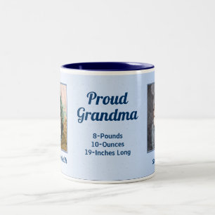 Proud Grandma New Baby in Blue Photo Two-Tone Coffee Mug