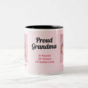 Proud Grandma New Baby in Pink Two-Tone Coffee Mug