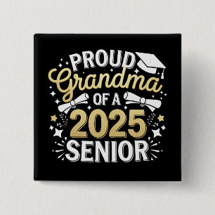 Proud Grandma Of A 2025 Graduate Graduation Golden 2 Inch Square Button