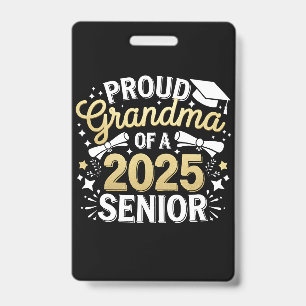 Proud Grandma Of A 2025 Graduate Graduation Golden Badge