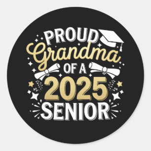 Proud Grandma Of A 2025 Graduate Graduation Golden Classic Round Sticker
