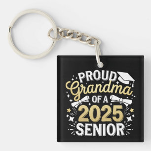 Proud Grandma Of A 2025 Graduate Graduation Golden Keychain