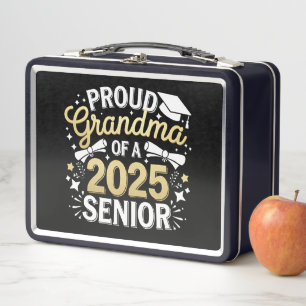 Proud Grandma Of A 2025 Graduate Graduation Golden Metal Lunch Box