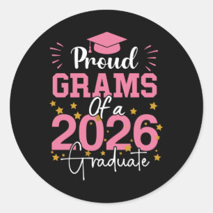 Proud Grandma Of A 2026 Graduate Graduation Colleg Classic Round Sticker