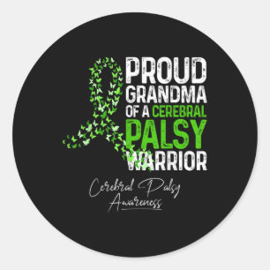 Proud Grandma Of A Cerebral Palsy Warrior Cp Aware Classic Round Sticker