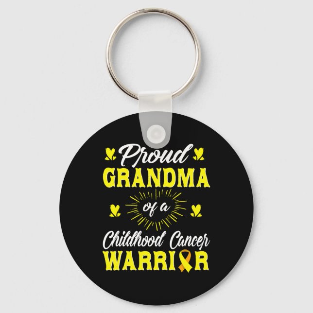 Proud Grandma Of A Childhood Cancer Warrior Awaren Keychain (Front)