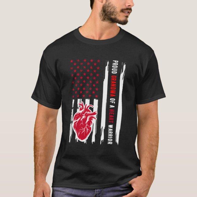 Proud Grandma Of A He Warrior Chd Awareness T-Shirt (Front)
