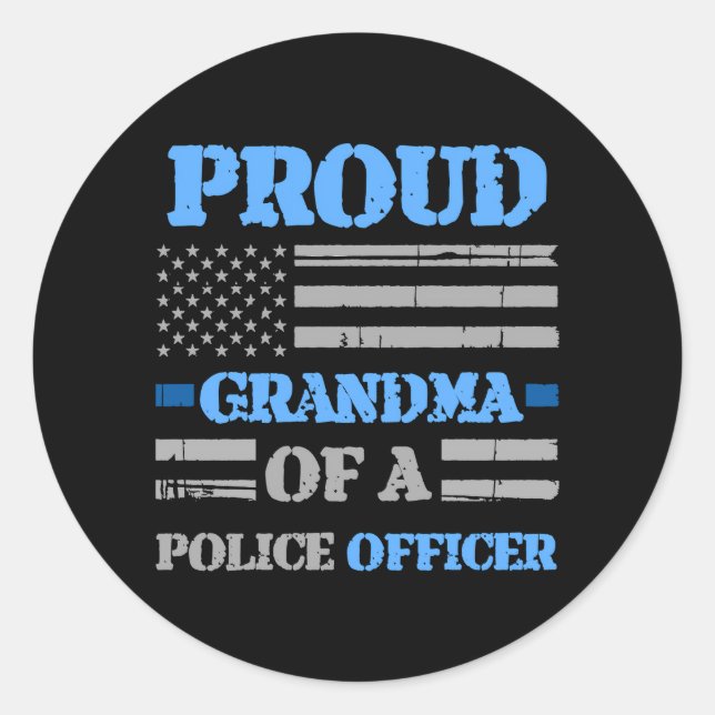Proud Grandma Of A Police Officer Classic Round Sticker (Front)