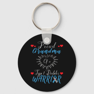 Proud Grandma Of A Type 1 Diabetes Warrior Awarene Keychain