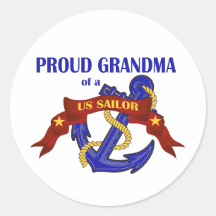 Proud Grandma of a US Sailor Classic Round Sticker
