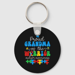Proud Grandma Of A Warrior Autism Awareness Puzzle Keychain