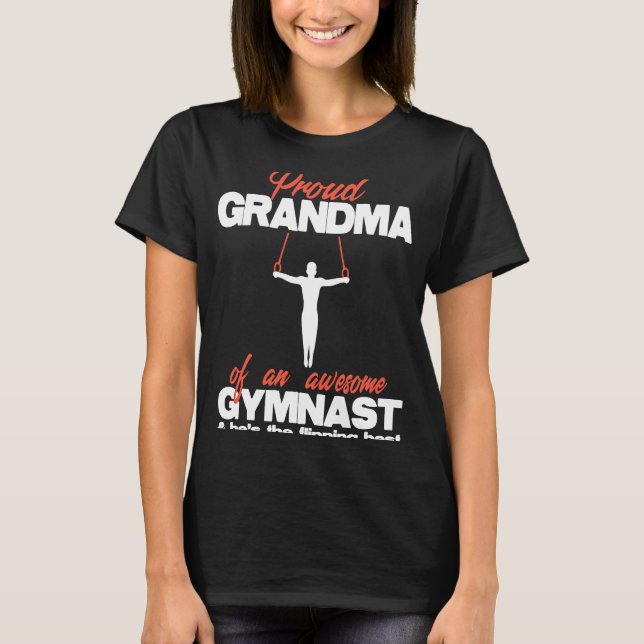 Proud Grandma of an Awesome Boy Gymnast Rings Comp T-Shirt (Front)