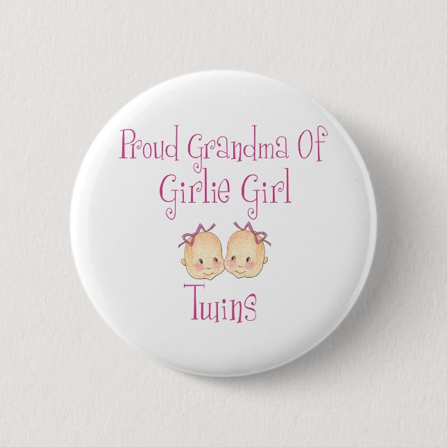 Proud Grandma of Girl Twins 2 Inch Round Button (Front)