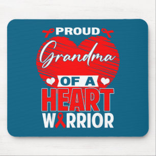 Proud Grandma Of Heart Warrior Heart Disease Aware Mouse Pad