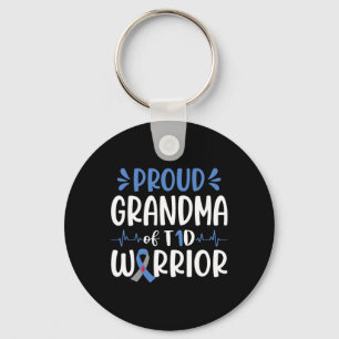 Proud Grandma Of T1D Warrior Diabetes Awareness Bl Keychain