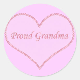 Proud Grandma Stickers, Pink Classic Round Sticker