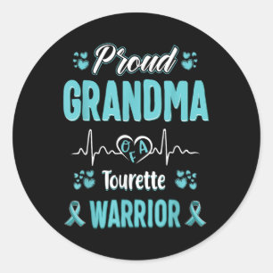 Proud Grandma Tourette Syndrome Warrior Awareness  Classic Round Sticker