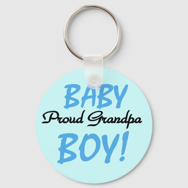 Proud Grandpa Baby Boy Tshirts and Gifts Keychain (Front)