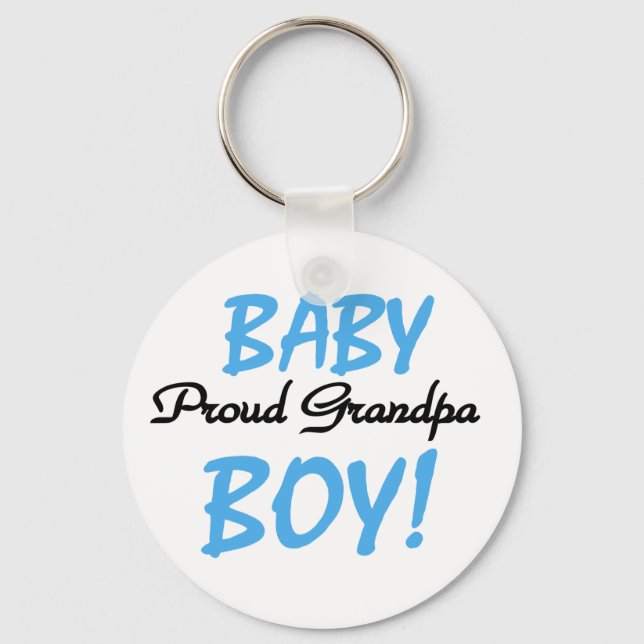 Proud Grandpa Baby Boy Tshirts and Gifts Keychain (Front)