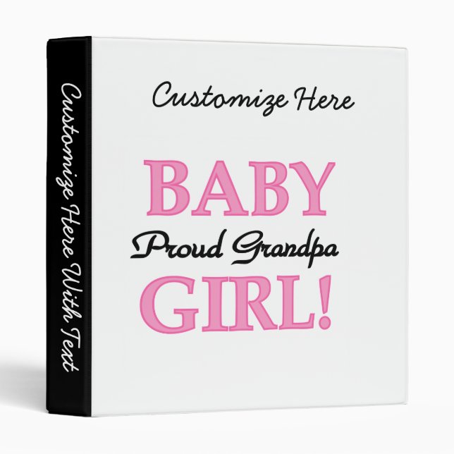 Proud Grandpa Baby Girl Gifts Binder (Front/Spine)