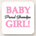 Proud Grandpa Baby Girl Gifts Coaster<br><div class="desc">Proud Grandpa of a Baby Girl mugs,  keepsake boxes,  tiles,  notebooks,  ornaments,  magnets,  and other proud grandpa clothing and gifts with a black and pink text design.</div>