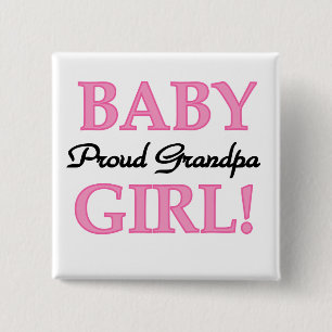 Proud Grandpa Baby Girl T-shirts and Gifts 2 Inch Square Button