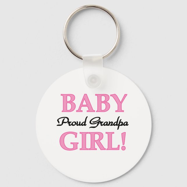 Proud Grandpa Baby Girl T-shirts and Gifts Keychain (Front)