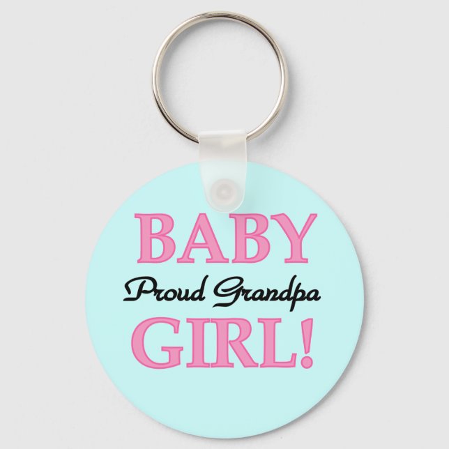 Proud Grandpa Baby Girl T-shirts and Gifts Keychain (Front)