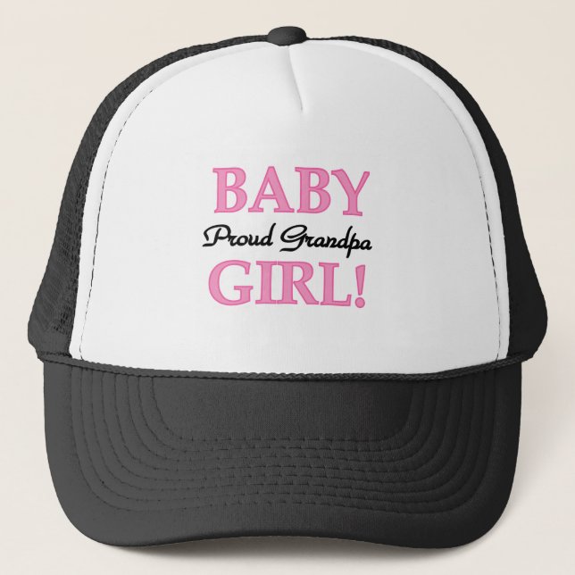 Proud Grandpa Baby Girl T-shirts and Gifts Trucker Hat (Front)
