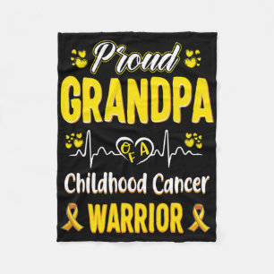 Proud Grandpa Childhood Cancer Warrior Awareness R Fleece Blanket