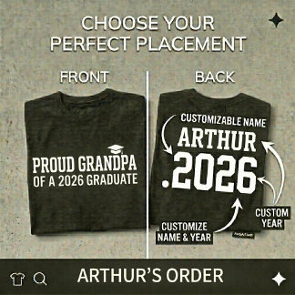 PROUD GRANDPA Class of 26 Personalized Graduation T-Shirt