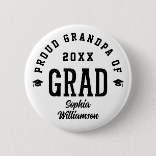 Proud Grandpa Grad Varsity Typography Graduation 2 Inch Round Button