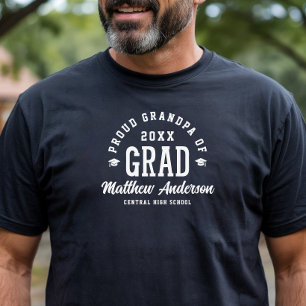 Proud Grandpa Grad Varsity Typography Graduation T-Shirt